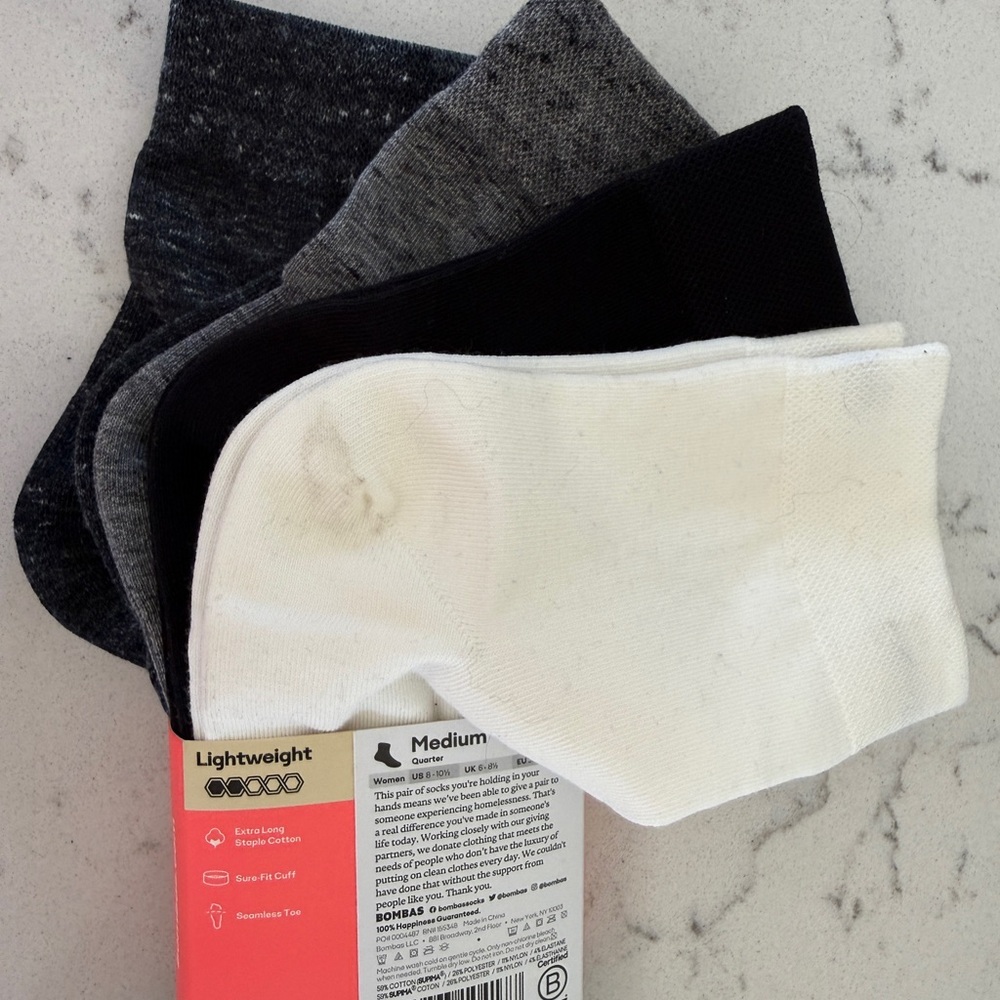 Bombas Women’s lightweight  4 pack socks - Picture 3 of 4